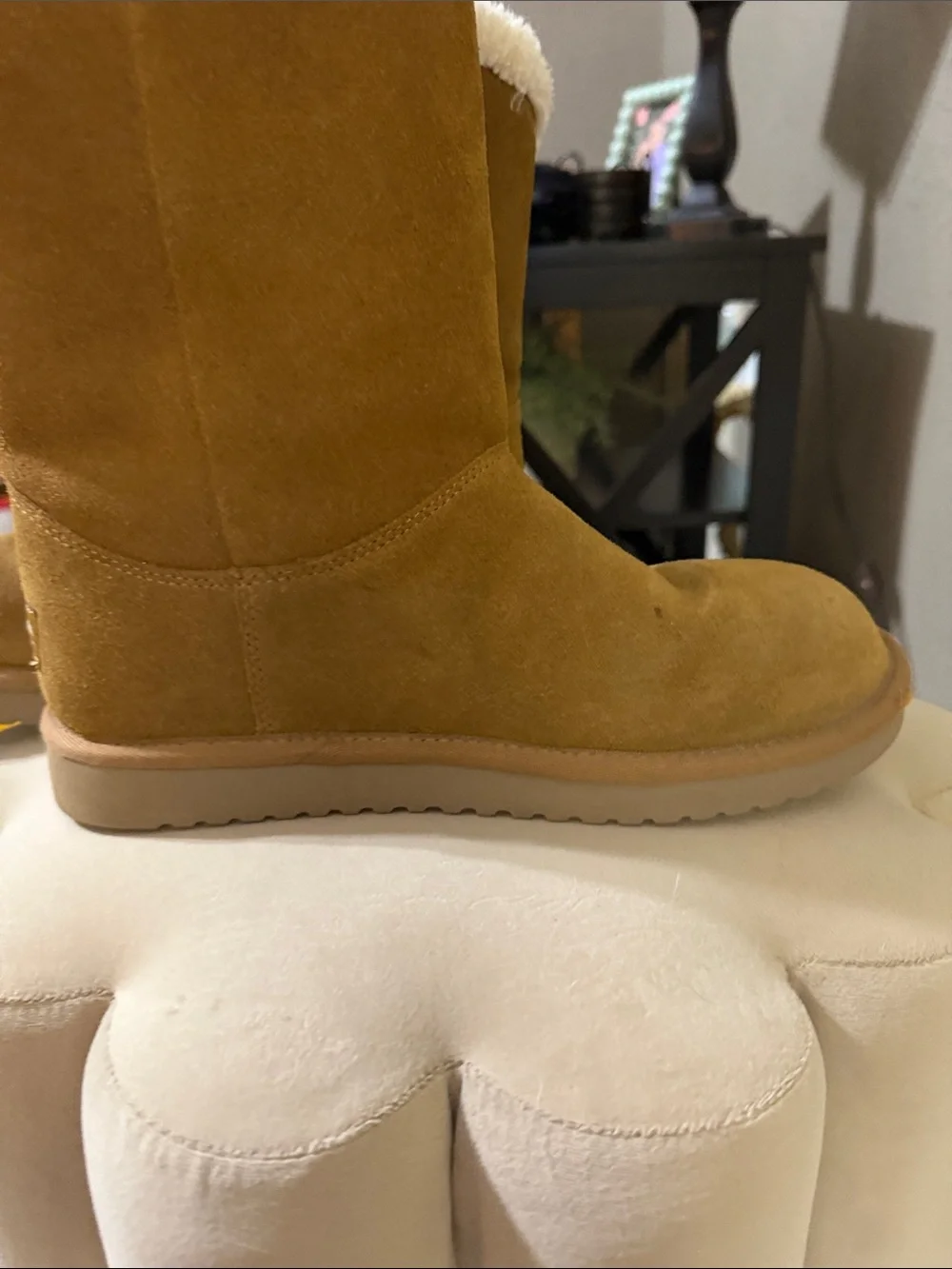 Koolaburra Chestnut Brown Suede Shearling-Lined Winter Boots